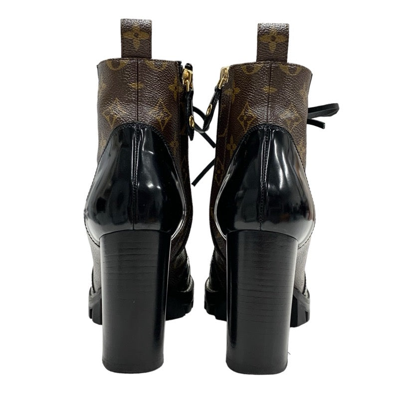 LOUIS VUITTON Star Trail Line Monogram Boots Short Boots Shoes Leather Brown Black Ankle Boots Lace-up