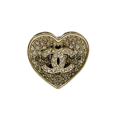 Chanel CHANEL ring gold black coco mark heart rhinestone