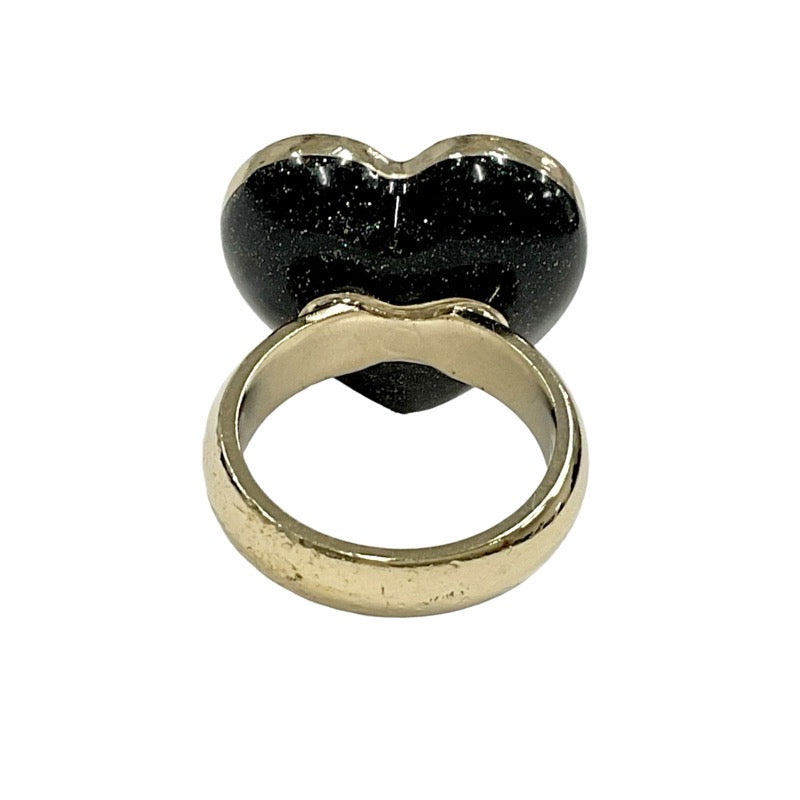 Chanel CHANEL ring gold black coco mark heart rhinestone