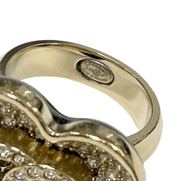 CHANEL シャネル リング 指輪 ラインストーン ココマーク 黒 ゴールド CHANEL シャネル リング・指輪 ラインストーン ココマーク