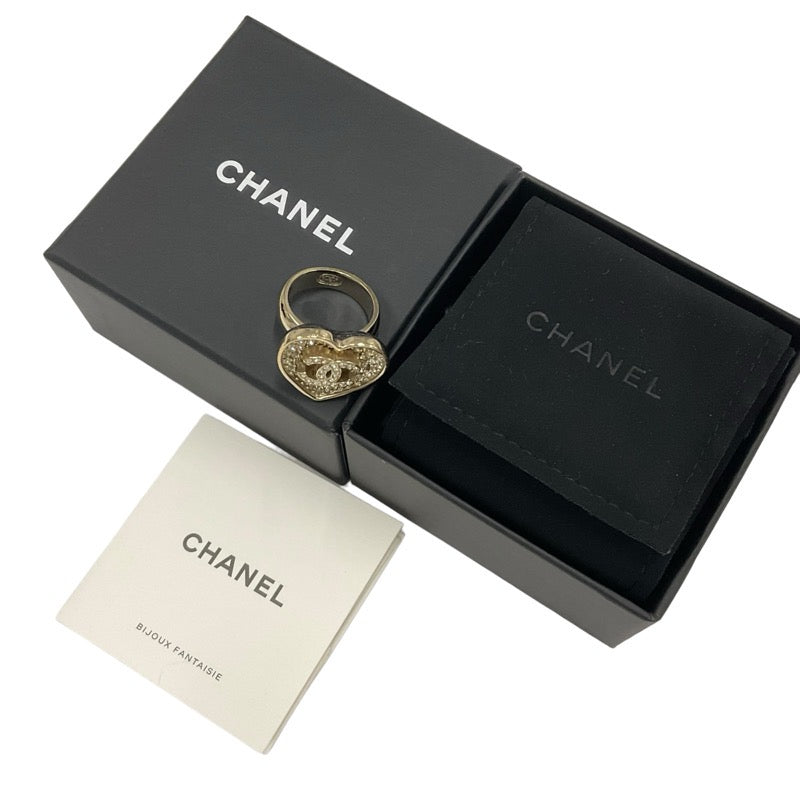 シャネル CHANEL リング 指輪 ゴールド ブラック ココマーク ハート ラインストーン