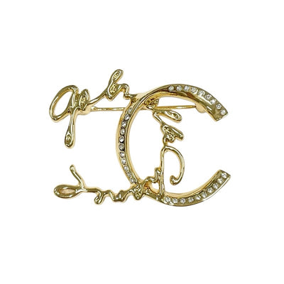 Chanel CHANEL Brooch Corsage Gold Logo Coco Mark Rhinestone