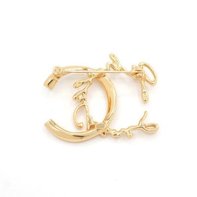 シャネル CHANEL ブローチ コサージュ ゴールド ロゴ ココマーク ラインストーン