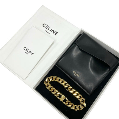 CELINE Bracelet Bangle Cuff Gold Triomphe Gourmet