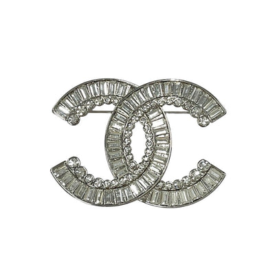 Chanel CHANEL Brooch Corsage Silver Coco Mark Rhinestone