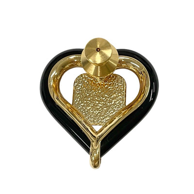 Chanel CHANEL Brooch Corsage Gold Pink Black Pin Brooch Heart Coco Mark