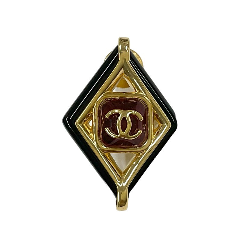 Chanel CHANEL Brooch Corsage Gold Red Black Pin Brooch Diamond Shape Coco Mark