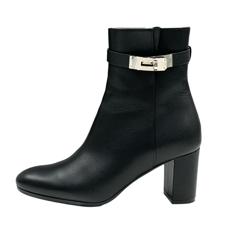 Hermes Saint-Germain boots, short boots, shoes, leather, black, silver, Kelly hardware