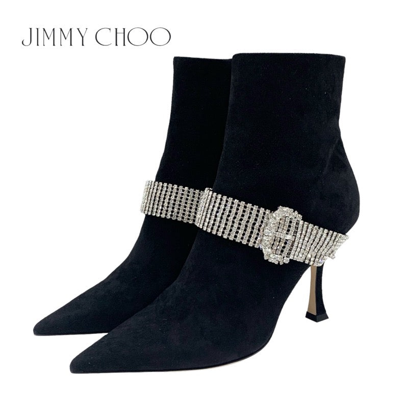 ジミーチュウ JIMMY CHOO KAZA ブーツ ショートブーツ 靴 シューズ スエード ブラック 黒 ラインストーン