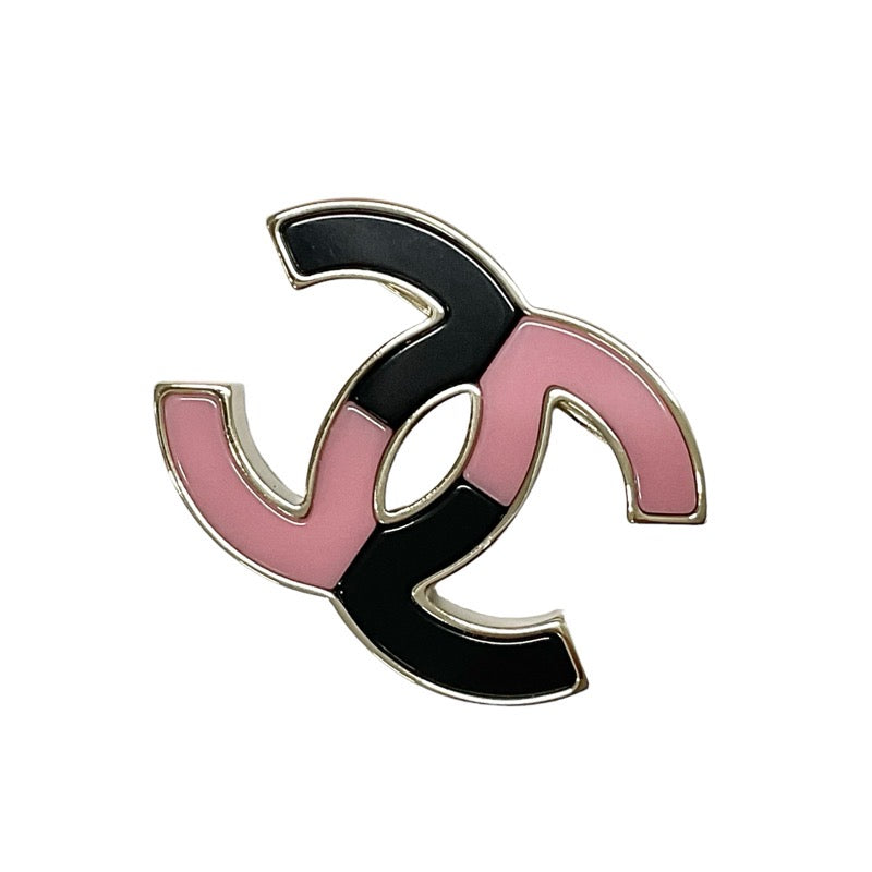 Chanel CHANEL Brooch Corsage Gold Black Pink Coco Mark Bicolor