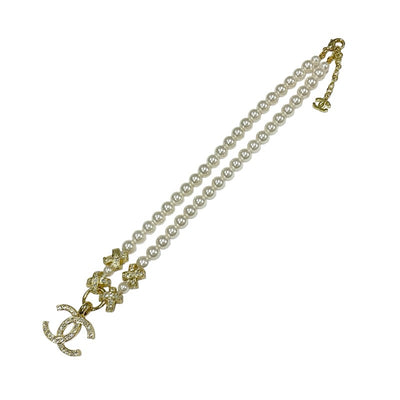 Chanel CHANEL necklace pendant choker gold coco mark rhinestone pearl