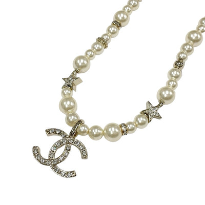 Chanel CHANEL necklace pendant choker gold coco mark star rhinestone pearl