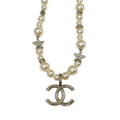 Chanel CHANEL necklace pendant choker gold coco mark star rhinestone pearl