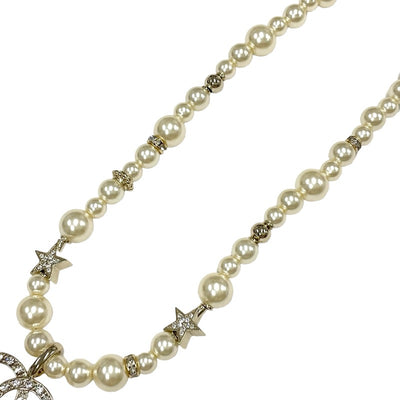 Chanel CHANEL necklace pendant choker gold coco mark star rhinestone pearl