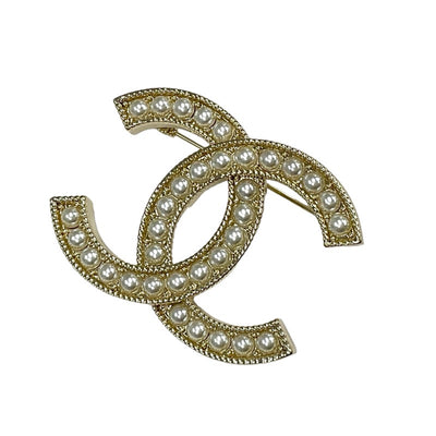 Chanel CHANEL Brooch Corsage Gold Coco Mark Pearl