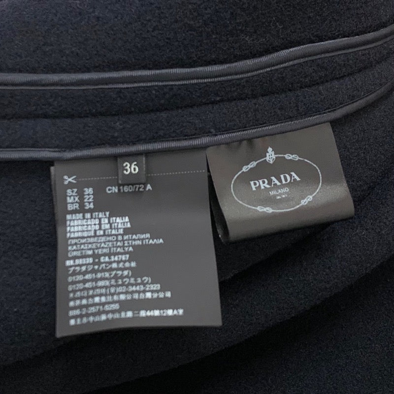 プラダ PRADA アウター ネイビー シングルブレスト キャバンジャケット トライアングル ポンチョ ケープ