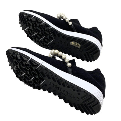 ジミーチュウ JIMMY CHOO スニーカー 靴 シューズ ファブリック ブラック 黒 ソックススニーカー パール クリスタル ニット