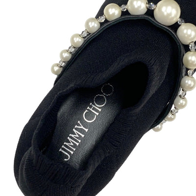 ジミーチュウ JIMMY CHOO スニーカー 靴 シューズ ファブリック ブラック 黒 ソックススニーカー パール クリスタル ニット