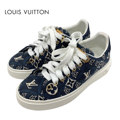 ルイヴィトン LOUIS VUITTON タイムアウトライン スニーカー 靴 シューズ ファブリック ネイビー ホワイト since1854