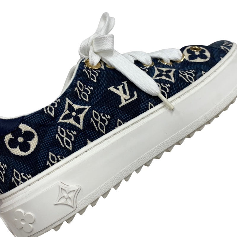 ルイヴィトン LOUIS VUITTON タイムアウトライン スニーカー 靴 シューズ ファブリック ネイビー ホワイト since1854