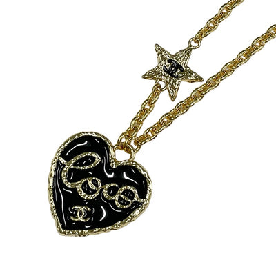 Chanel CHANEL necklace pendant choker gold black coco mark star heart