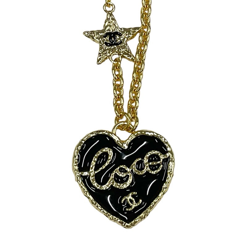 Chanel CHANEL necklace pendant choker gold black coco mark star heart