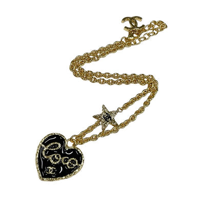 Chanel CHANEL necklace pendant choker gold black coco mark star heart