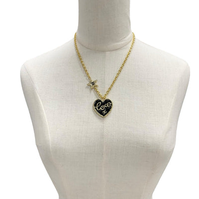 Chanel CHANEL necklace pendant choker gold black coco mark star heart