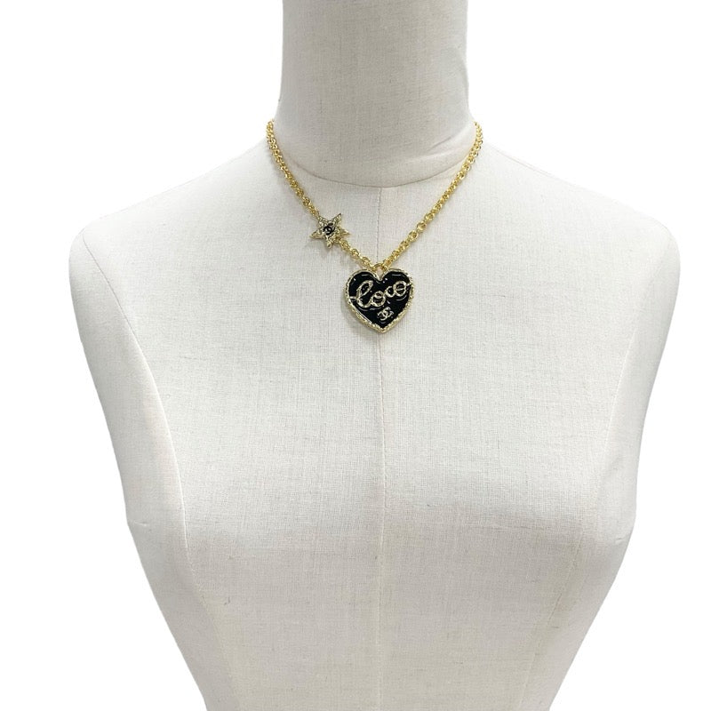 Chanel CHANEL necklace pendant choker gold black coco mark star heart