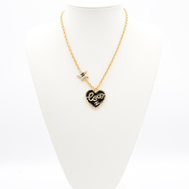 シャネル CHANEL ネックレス ペンダント チョーカー ゴールド ブラック ココマーク スター ハート