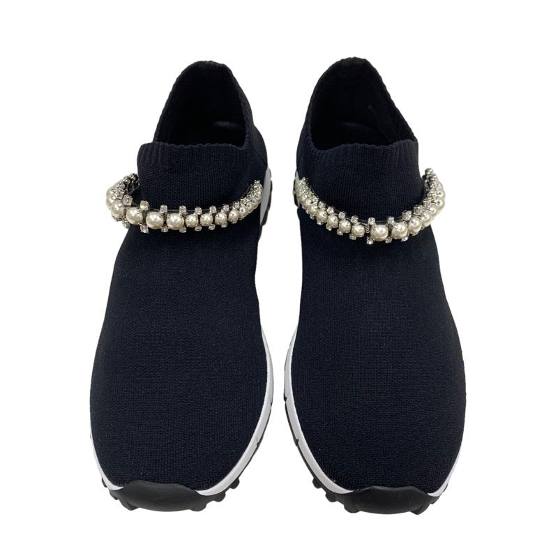 ジミーチュウ JIMMY CHOO スニーカー 靴 シューズ ファブリック ブラック 黒 ソックススニーカー パール クリスタル ニット