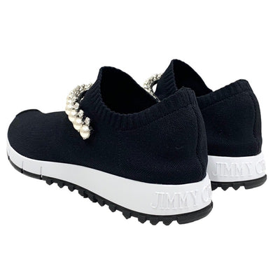 ジミーチュウ JIMMY CHOO スニーカー 靴 シューズ ファブリック ブラック 黒 ソックススニーカー パール クリスタル ニット