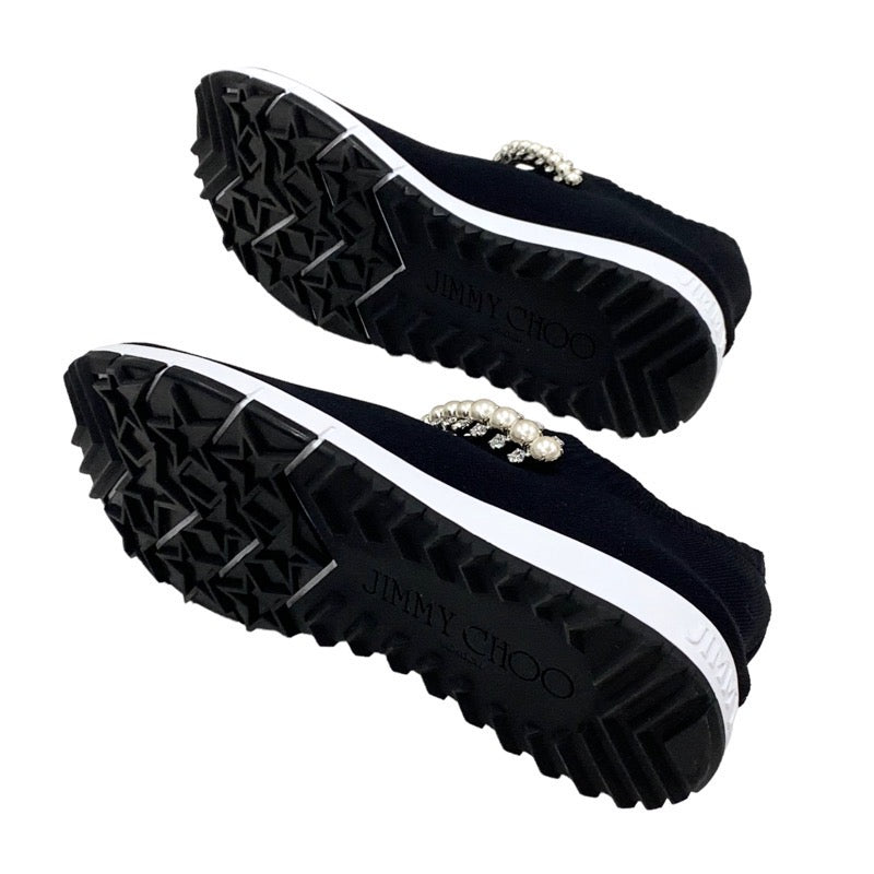 ジミーチュウ JIMMY CHOO スニーカー 靴 シューズ ファブリック ブラック 黒 ソックススニーカー パール クリスタル ニット