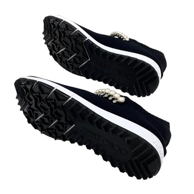 ジミーチュウ JIMMY CHOO スニーカー 靴 シューズ ファブリック ブラック 黒 ソックススニーカー パール クリスタル ニット
