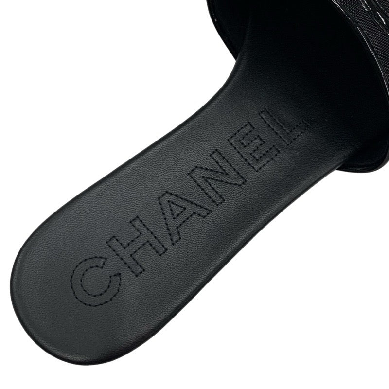 シャネル CHANEL サンダル 靴 シューズ メッシュ パテント ブラック 黒 フラットサンダル ミュール ココマーク