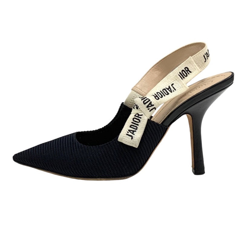 Christian Dior CHRISTIAN DIOR JADIOR Pumps Shoes Fabric Black White Black Sandals Slingback