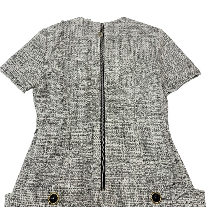 Louis Vuitton Dress Cotton Gray Tweed Short Sleeve