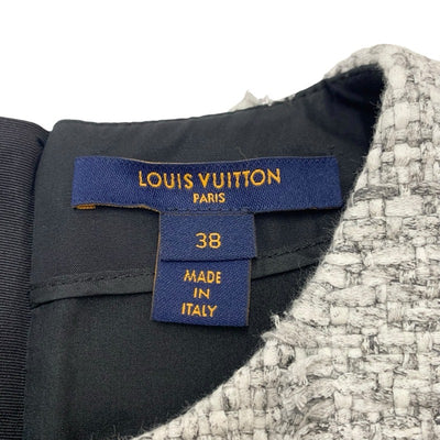 Louis Vuitton Dress Cotton Gray Tweed Short Sleeve