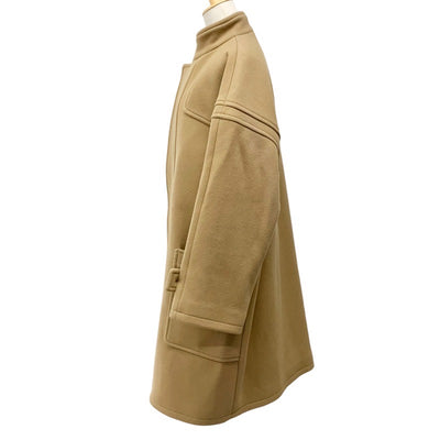 CELINE Outerwear Beige Stand Collar Oversized Coat Wool