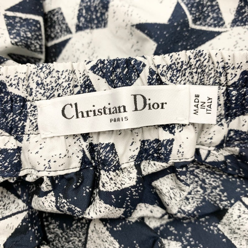 Christian Dior CHRISTIAN DIOR Bottoms Polyester White Navy Long Skirt Star Logo