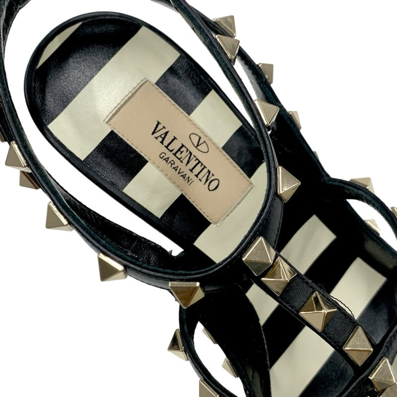 ヴァレンティノ VALENTINO パンプス 靴 シューズ レザー ブラック ホワイト ゴールド ロックスタッズ ボーダー バイカラー