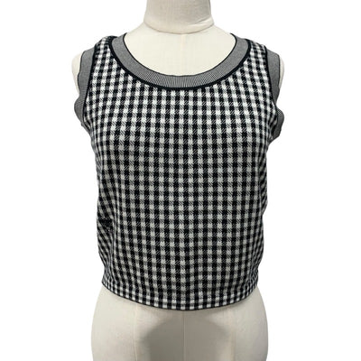 Christian Dior Tops Black White Logo Check Knit Sleeveless