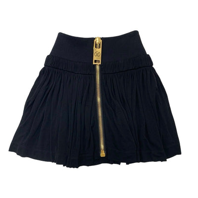 Louis Vuitton LOUIS VUITTON Bottoms Black Gold XXL Zipper High Waist Flare Skirt Mini Skirt Logo