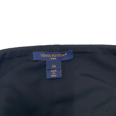 Louis Vuitton LOUIS VUITTON Bottoms Black Gold XXL Zipper High Waist Flare Skirt Mini Skirt Logo