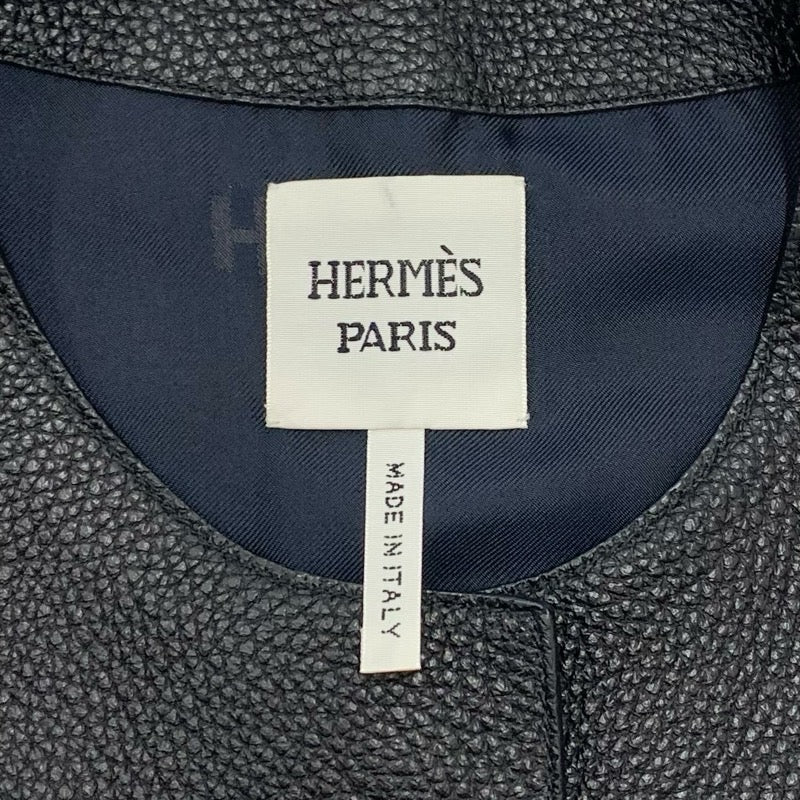 エルメス HERMES アウター レザー ブラック 黒 ロングベスト ジレ ノースリーブ