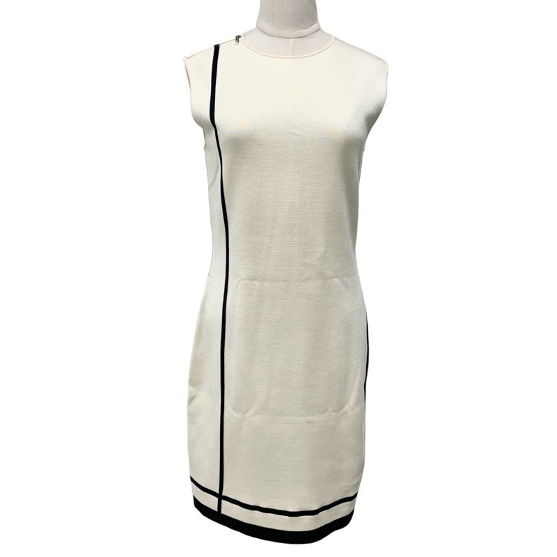 Hermes HERMES Dress Silk Cotton Ivory Navy Sleeveless