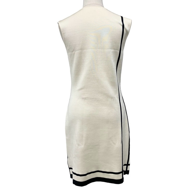 Hermes HERMES Dress Silk Cotton Ivory Navy Sleeveless