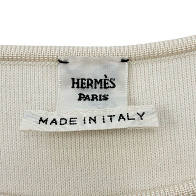 エルメス HERMES ワンピース シルク コットン アイボリー ネイビー ノースリーブ