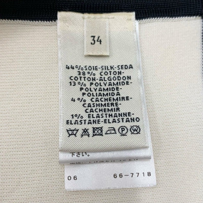 Hermes HERMES Dress Silk Cotton Ivory Navy Sleeveless