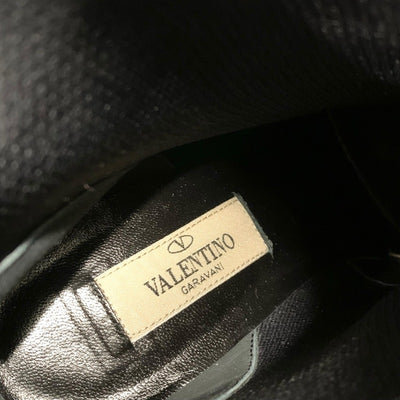 ヴァレンティノ VALENTINO ブーツ ショートブーツ 靴 シューズ ファブリック パテント ブラック 黒 ゴールド ロックスタッズ ニット